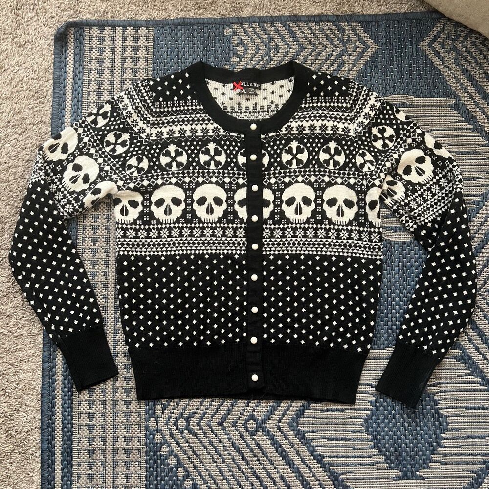 Hell Bunny goth punk emo grunge alt skull halloween holiday cardigan witchy M